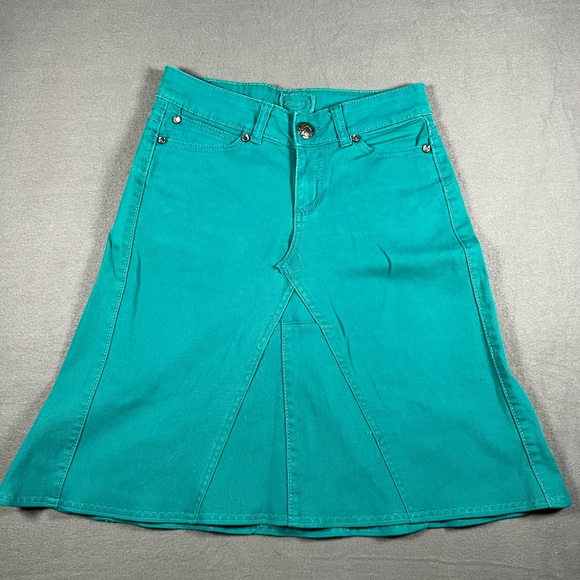 Wrangler Western custom teal denim jeans skirt women size 5 - Picture 3 of 8